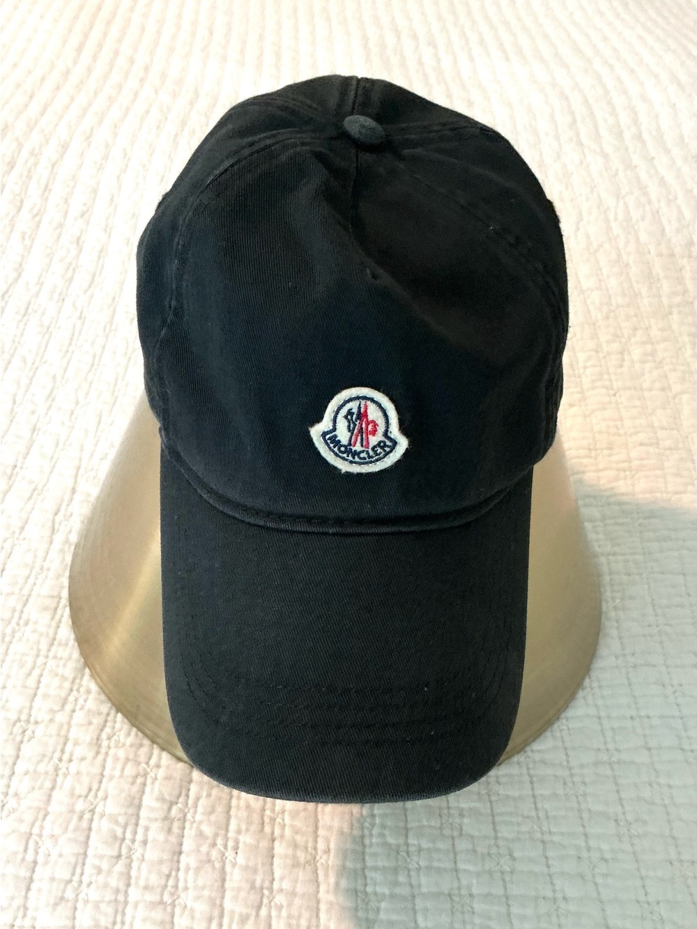 Moncler Black Baseball Cap with Logo Patch